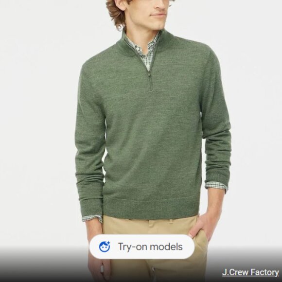 J. Crew Factory Other - J.Crew Factory Cotton Half-Zip Sweater in Heathered Green Medium